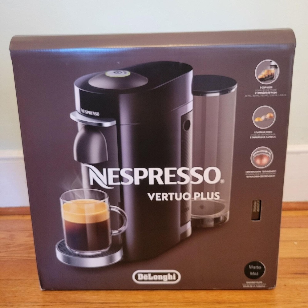 Nespresso Vertuo Plus Coffee Espresso Machine DeLonghi Matte Black Gift